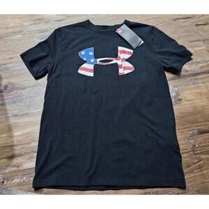 Designer boys large clothes under armour shirt red white blue usa America black